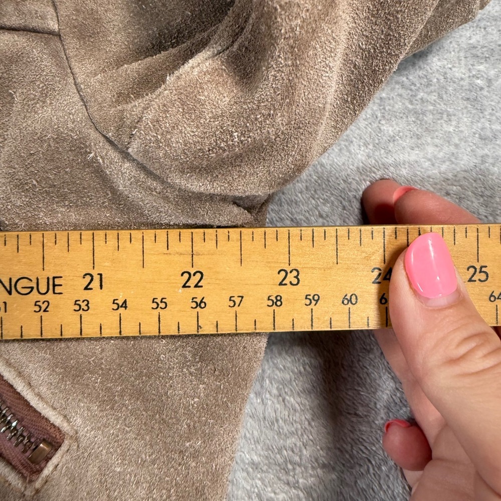 Robert Lewis Jacket Women 42 Brown Vintage 70s Suede Parka Hooded Shearling - Picture 14 of 14